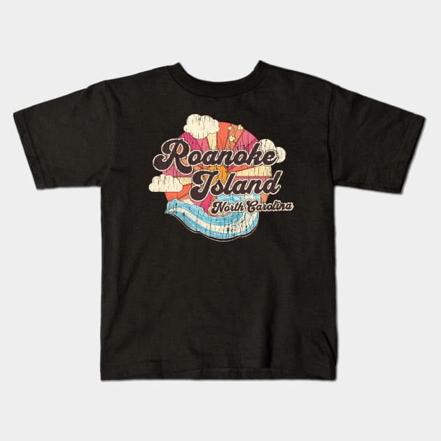 Roanoke Island, NC Summertime Vacationing Beachgoing Waves Kids T-Shirt by Contentarama